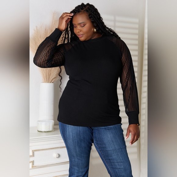 Double Take Designer Black Round Neck Raglan Sleeve Blouse. Various Sizes NWT - Picture 6 of 9